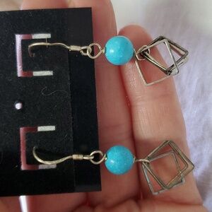 Imitation turquoise French hook earrings